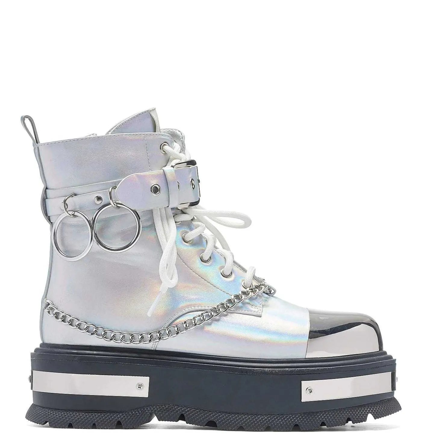 KOI footwear Enkel Laarzen-Borin Hardware Platformlaarzen - Zilver Hologram