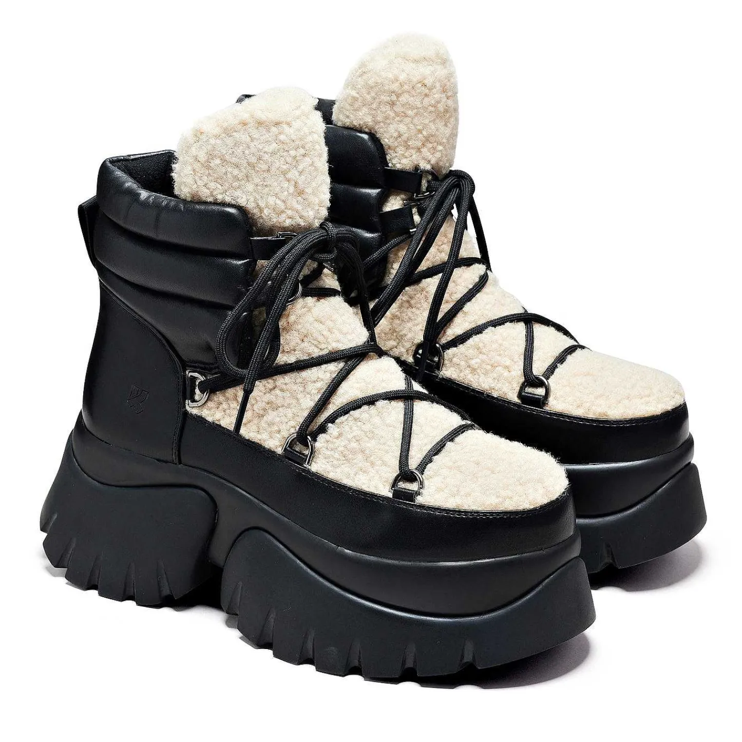 KOI footwear Platformlaarzen-Creme Pluizige Vilun Winterlaarzen | Sneeuw- En Winterlaarzen | Koi-Schoenen