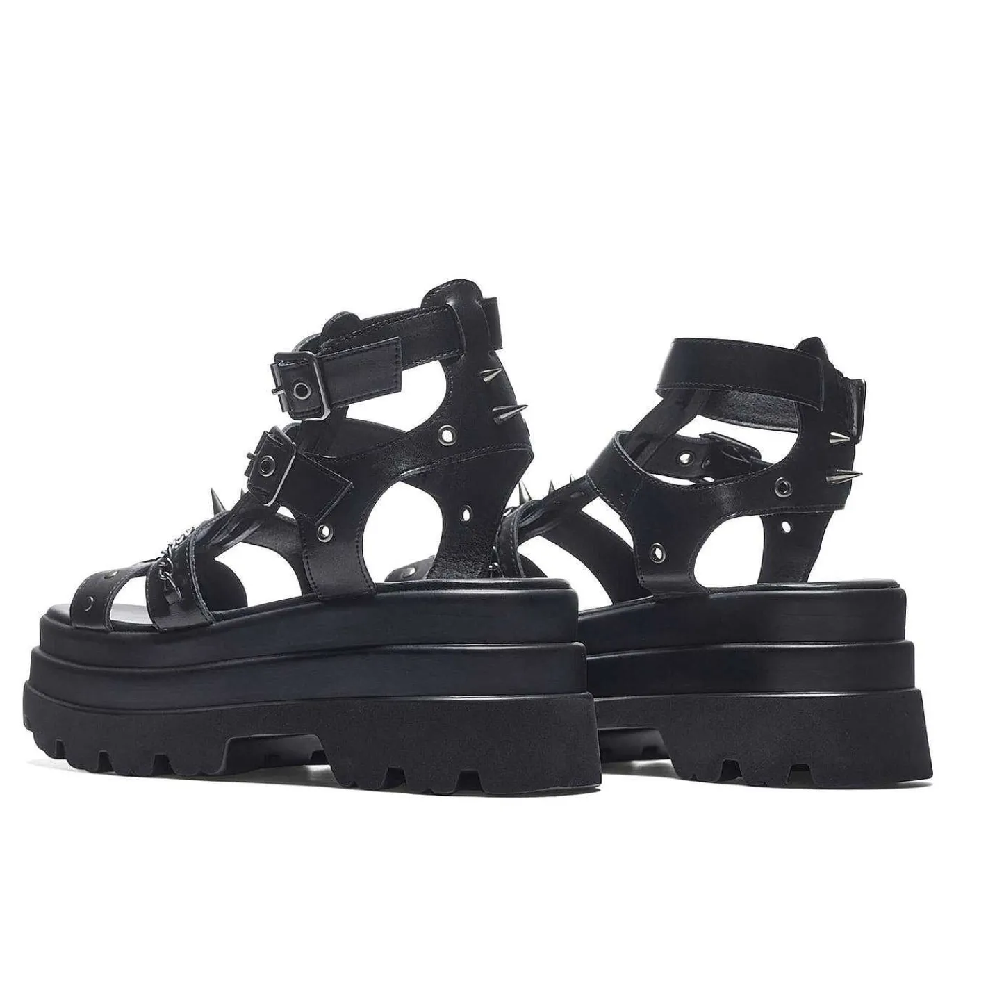 KOI footwear Platform Sandalen-De Divine Destruction Puntige Dikke Sandalen - Zwart