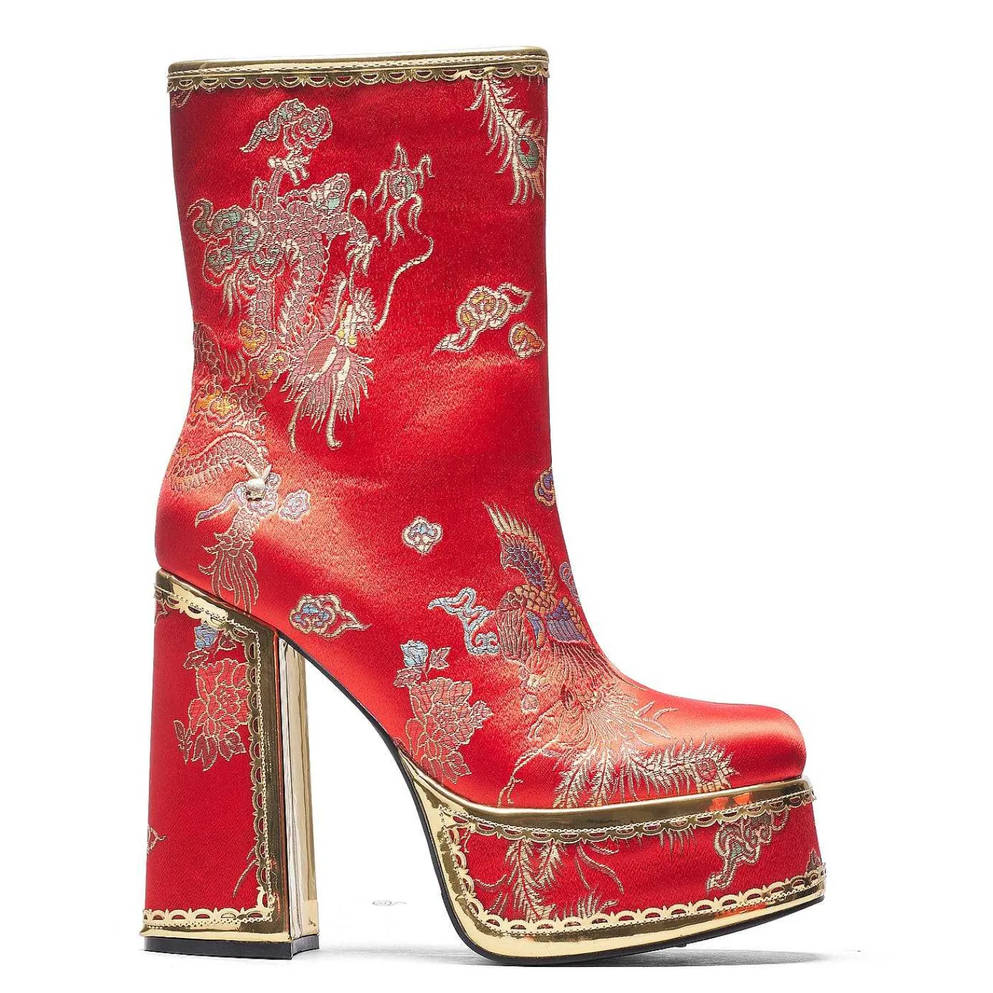 KOI footwear Platformlaarzen-De Sierlijke Ziel Playboy Rode Hakken Laarzen | Playboy X Koi-Collectie