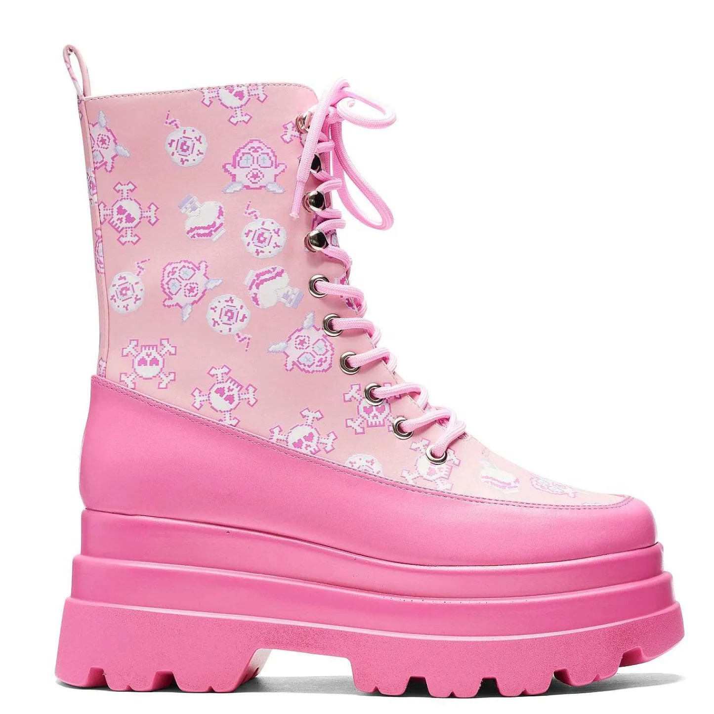 KOI footwear Platformlaarzen-Roze Magic Yami Bedrukte Drietandlaarzen