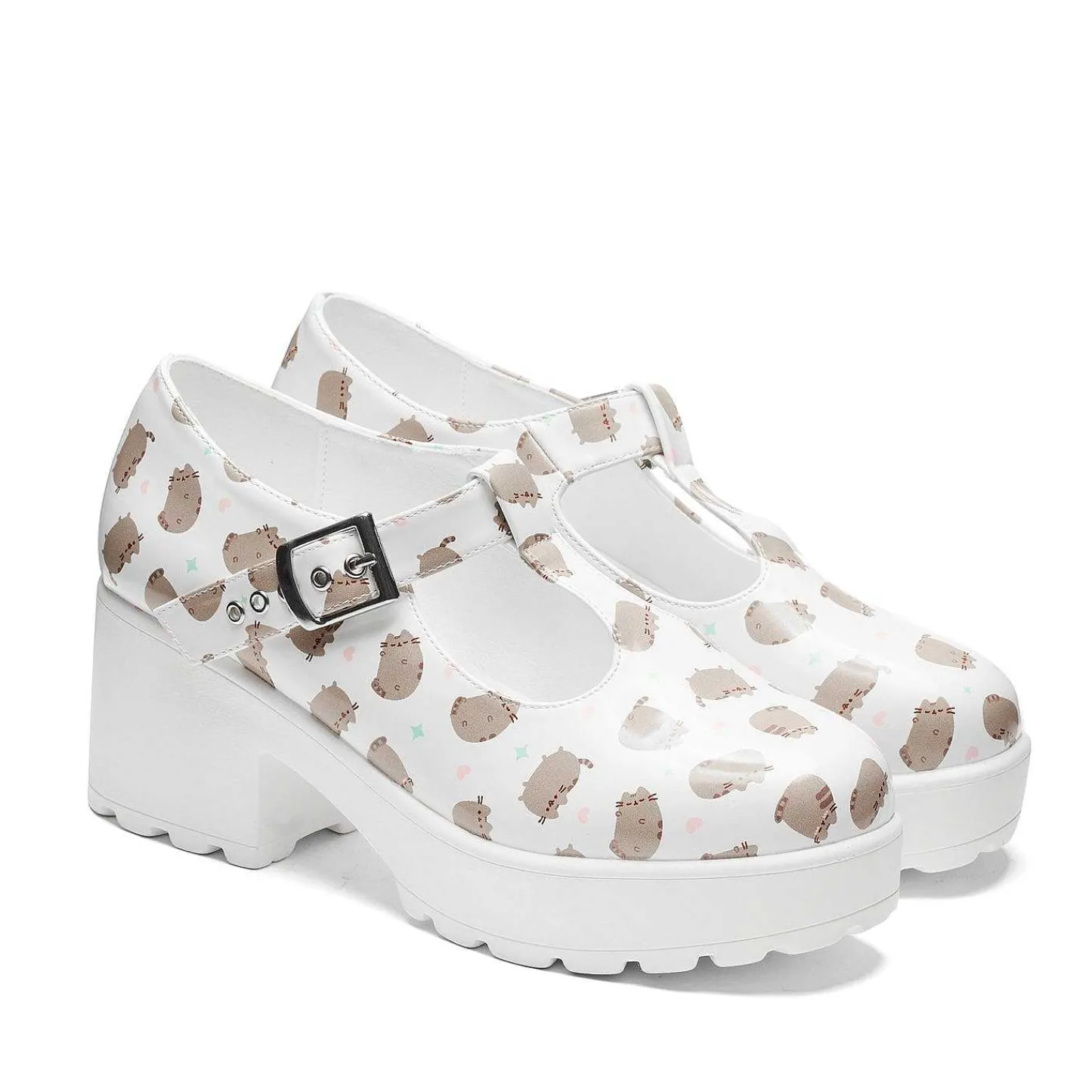 KOI footwear Gedrukte Mary Janes-Sai White Mary Janes 'Pusheen-Editie'