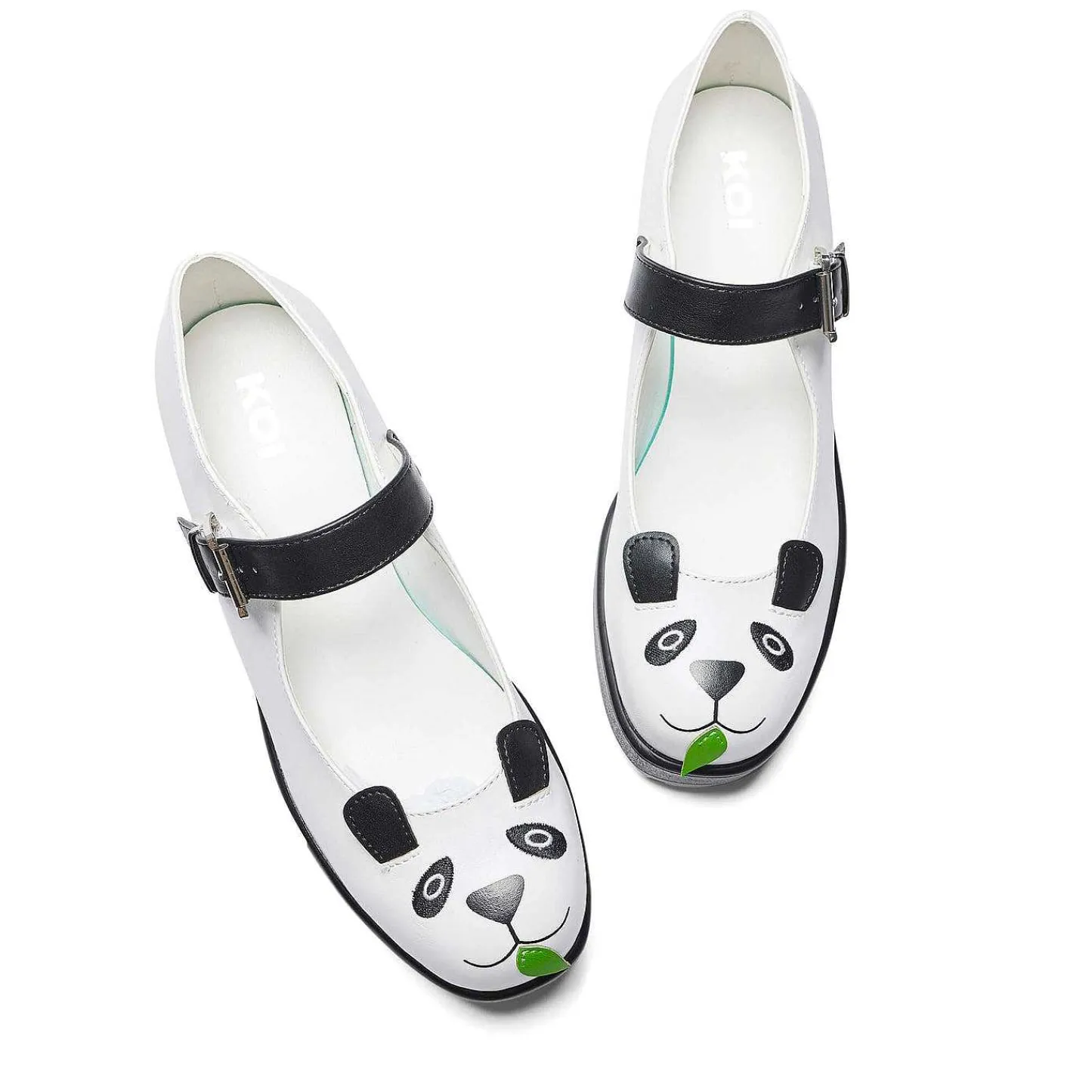 KOI footwear Zwarte Mary Janes-Tira Mary Jane Schoenen 'Pondering Panda Edition'