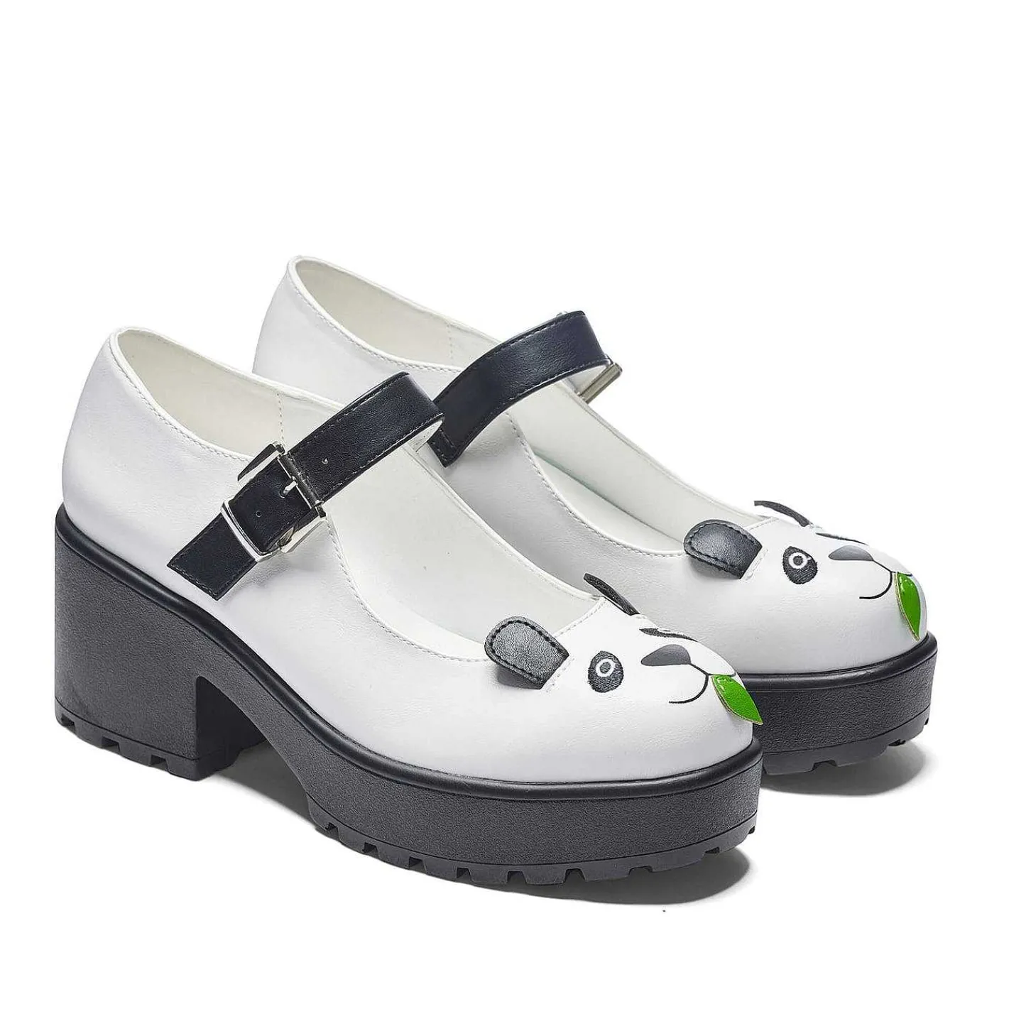 KOI footwear Zwarte Mary Janes-Tira Mary Jane Schoenen 'Pondering Panda Edition'