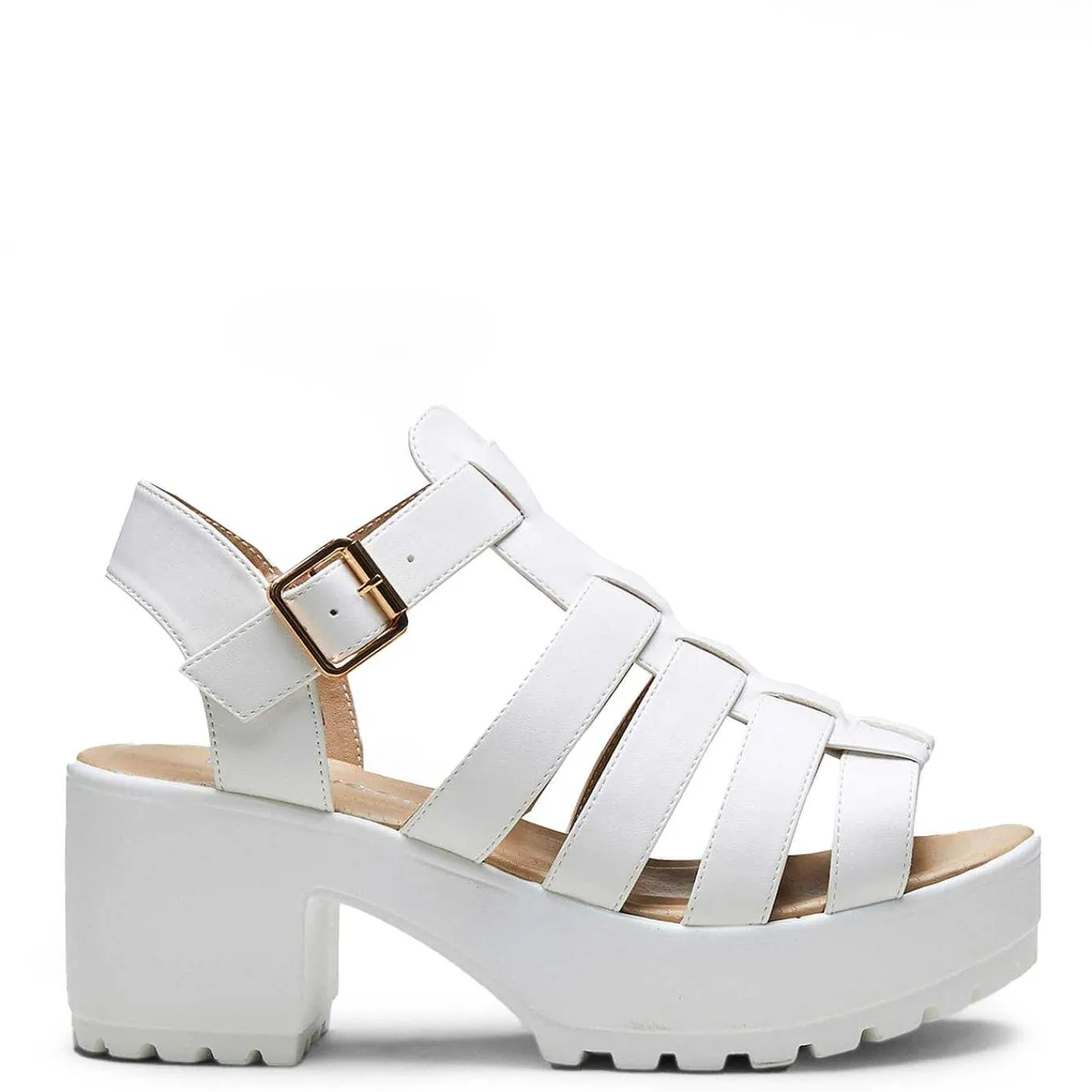 KOI footwear Platform Hakken-Witte Dikke Platform-Sandalen Met Bandjes