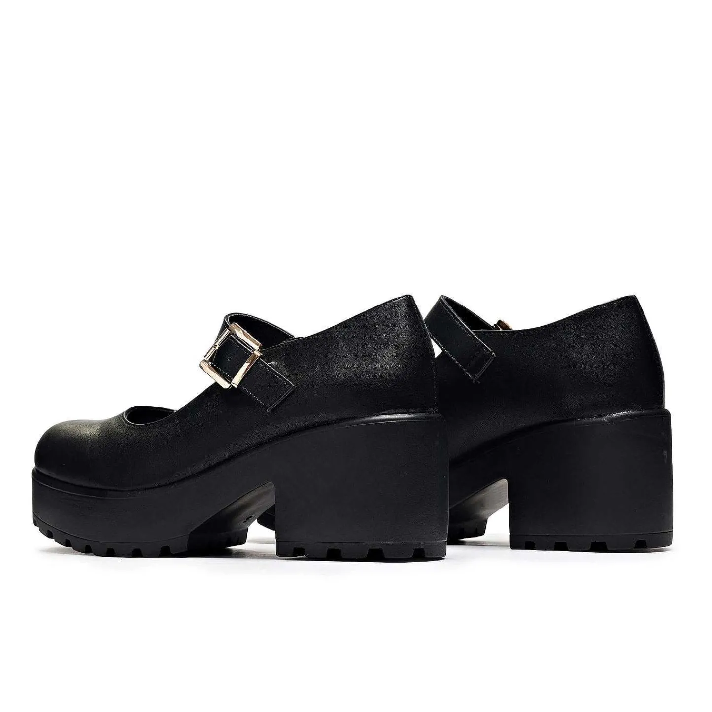 KOI footwear Zwarte Mary Janes-Zwarte Dikke Platform Mary Jane Schoenen