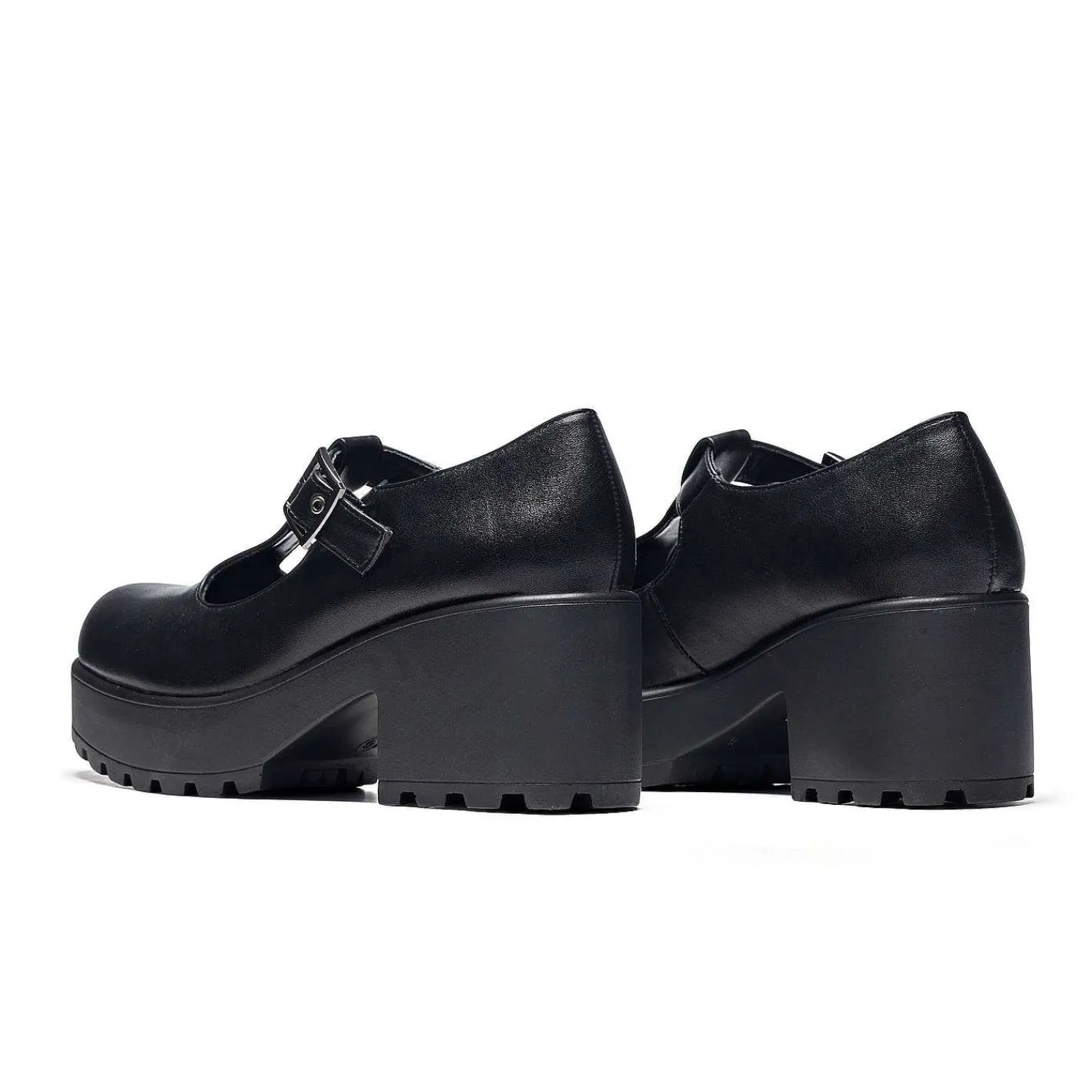 KOI footwear De Maryjane-Zwarte Dikke Platform Mary Jane Schoenen